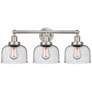 Edison Large Bell 25" 3-Light Brushed Nickel Bath Light w/ Smoked Shad