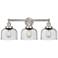 Edison Large Bell 25" 3-Light Brushed Nickel Bath Light w/ Smoked Shad