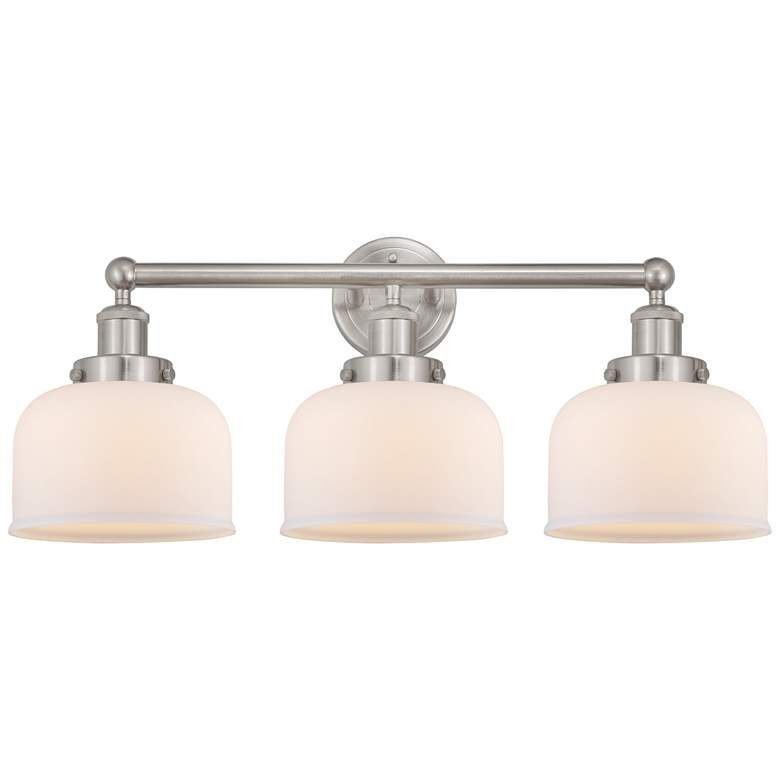 Image 1 Edison Large Bell 25" 3-Light Brushed Nickel Bath Light w/ White Shade
