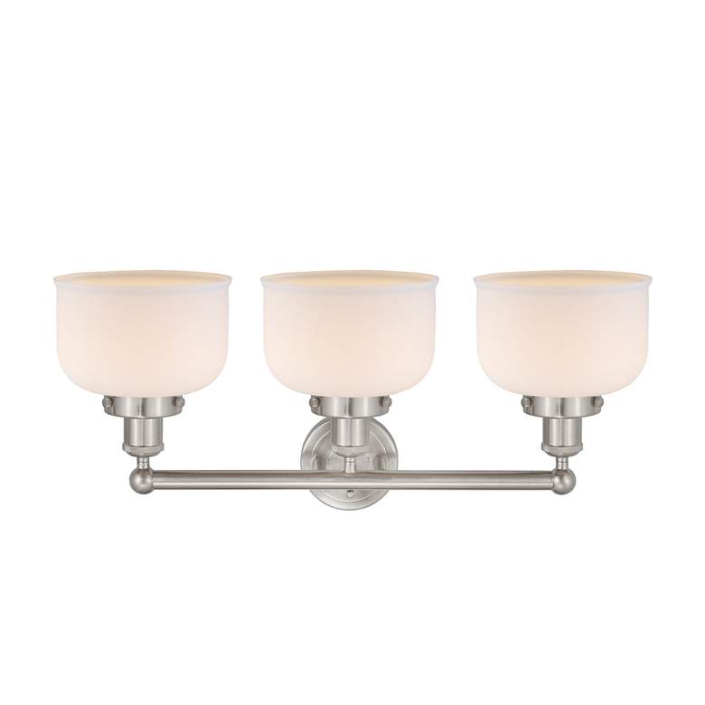 Image 2 Edison Large Bell 25" 3-Light Brushed Nickel Bath Light w/ White Shade more views