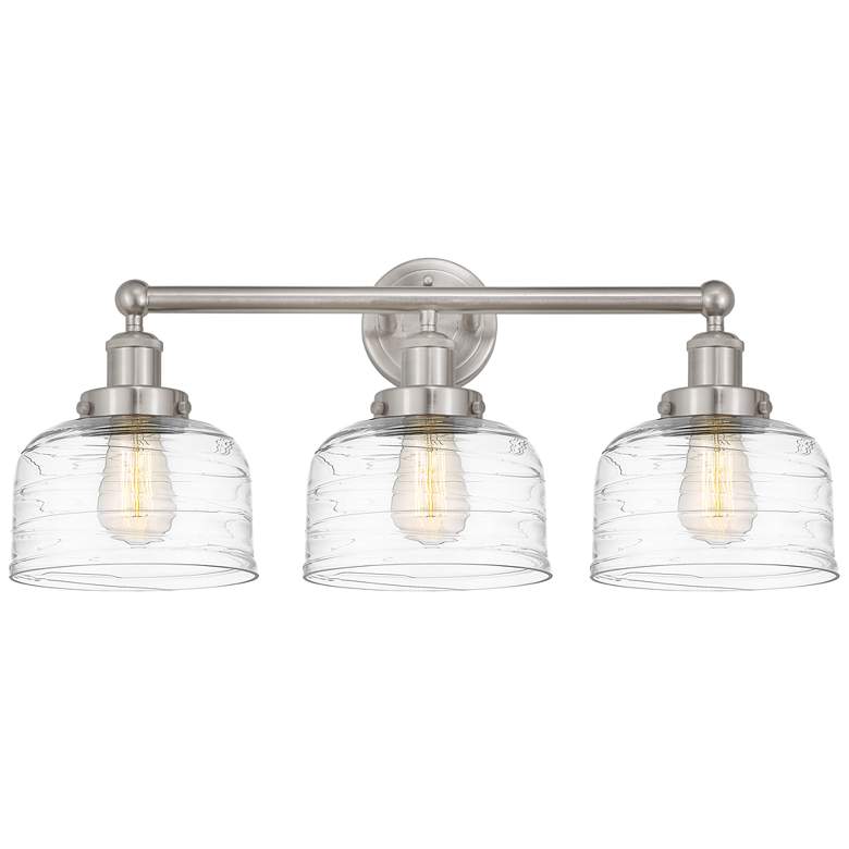 Image 1 Edison Large Bell 25" 3-Light Brushed Satin Nickel Bath Light w/ Deco