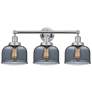 Edison Large Bell 25" 3-Light Chrome Bath Light w/ Smoke Shade