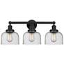 1_Edison Large Bell 25" 3-Light Matte Black Bath Light w/ Smoked Shade