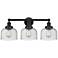 Edison Large Bell 25" 3-Light Matte Black Bath Light w/ Smoked Shade