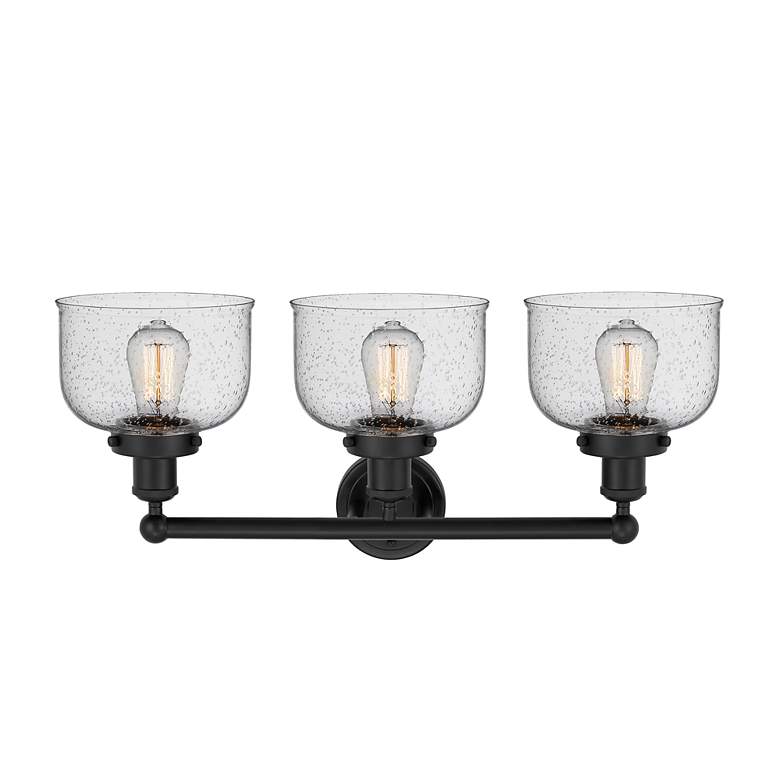 Image 2 Edison Large Bell 25" 3-Light Matte Black Bath Light w/ Smoked Shade more views