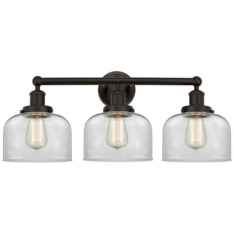 Image 1 Edison Large Bell 25 inch 3-Light Oil Rubbed Bronze Bath Light w/ Clear Sh