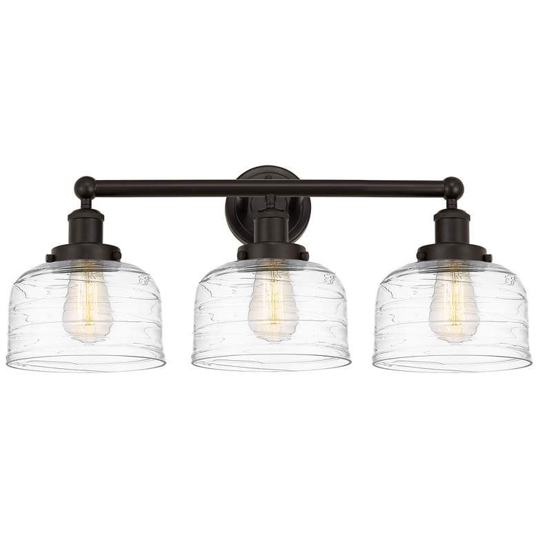 Image 1 Edison Large Bell 25" 3-Light Oil Rubbed Bronze Bath Light w/ Deco Sha
