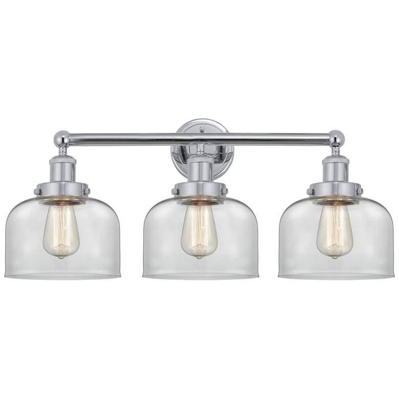 Image 1 Edison Large Bell 25" 3-Light Polished Chrome Bath Light w/ Clear Shad