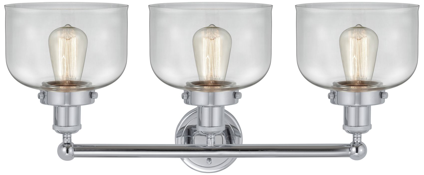 Image 5 Edison Large Bell 25" 3-Light Polished Chrome Bath Light w/ Clear Shad more views