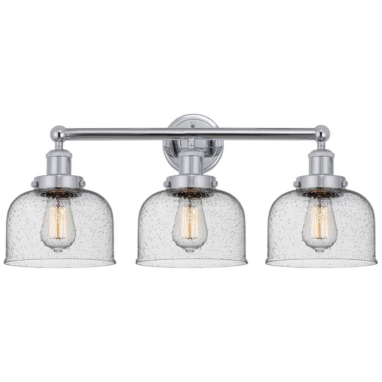 Image 1 Edison Large Bell 25" 3-Light Polished Chrome Bath Light w/ Smoked Sha