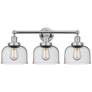 Edison Large Bell 25" 3-Light Polished Chrome Bath Light w/ Smoked Sha