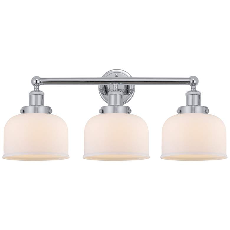 Image 1 Edison Large Bell 25" 3-Light Polished Chrome Bath Light w/ White Shad