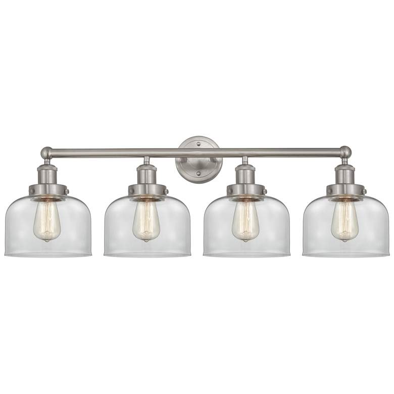 Image 1 Edison Large Bell 34" 4-Light Brushed Nickel Bath Light w/ Clear Shade