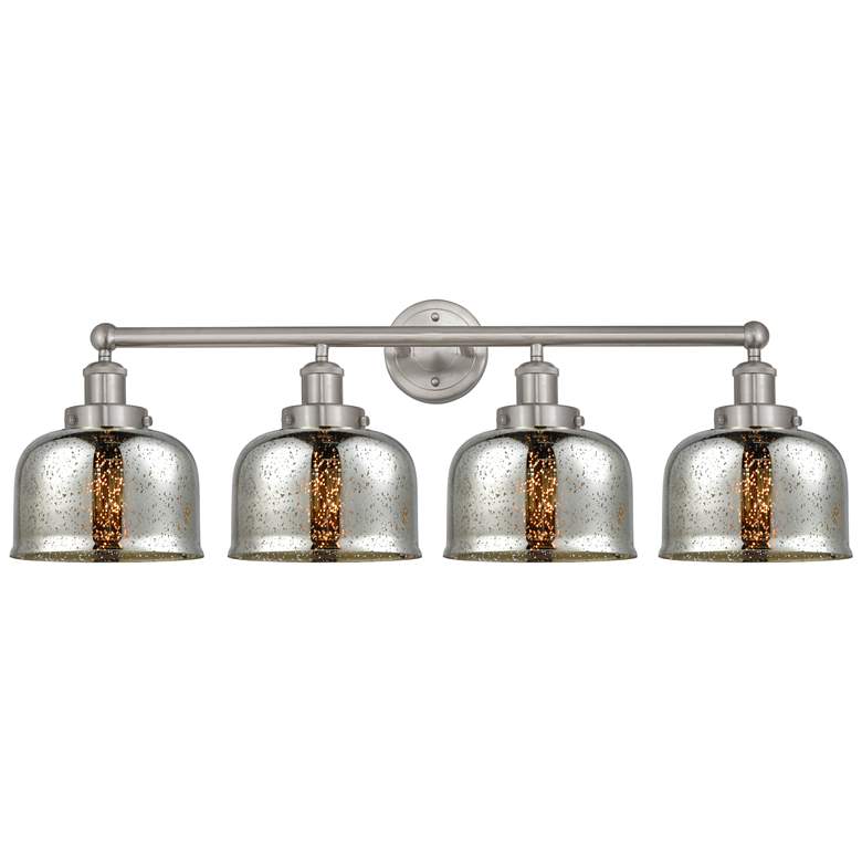 Image 1 Edison Large Bell 34" 4-Light Brushed Nickel Bath Light w/ Mercury Sha