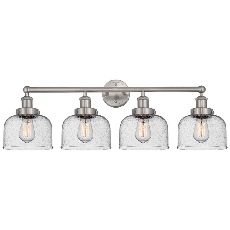 Image 1 Edison Large Bell 34" 4-Light Brushed Nickel Bath Light w/ Smoked Shad