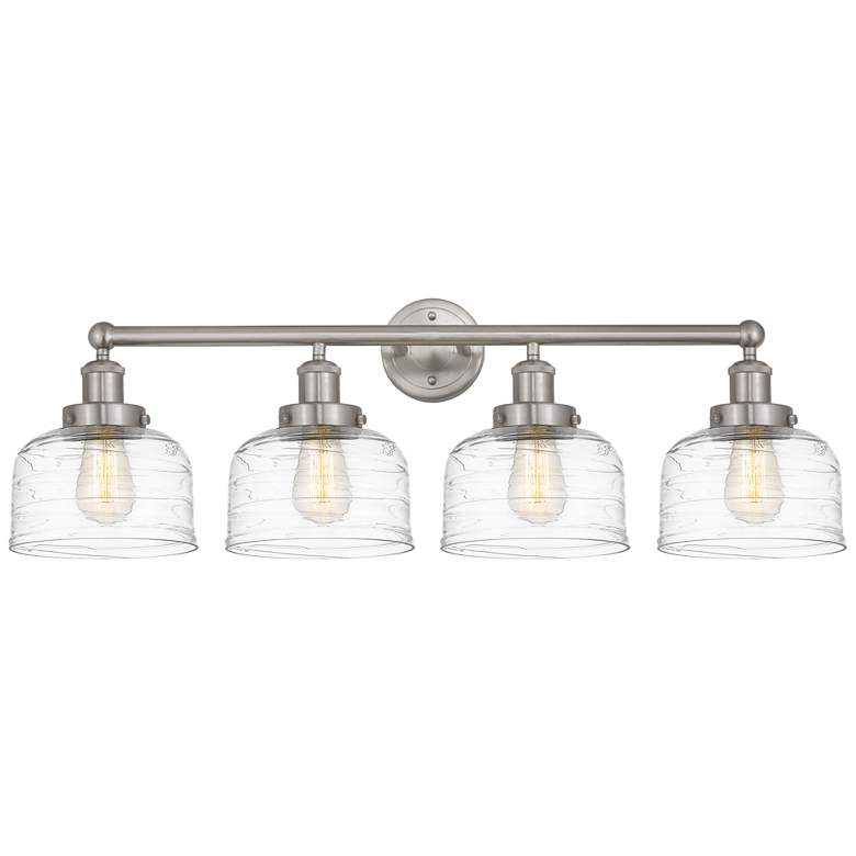 Image 1 Edison Large Bell 34" 4-Light Brushed Satin Nickel Bath Light w/ Deco