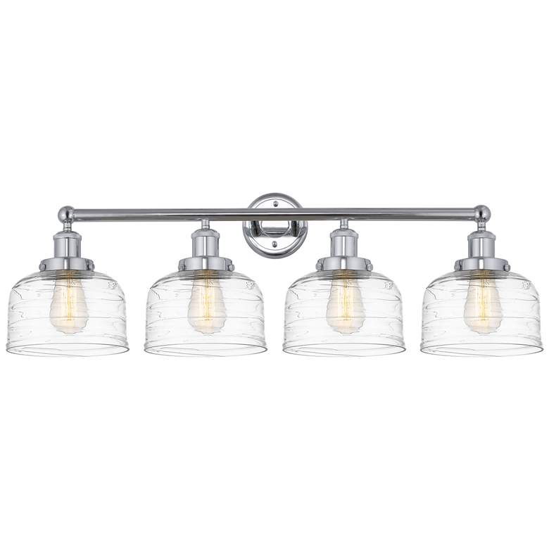 Image 1 Edison Large Bell 34" 4-Light Chrome Bath Light w/ Deco Swirl Shade