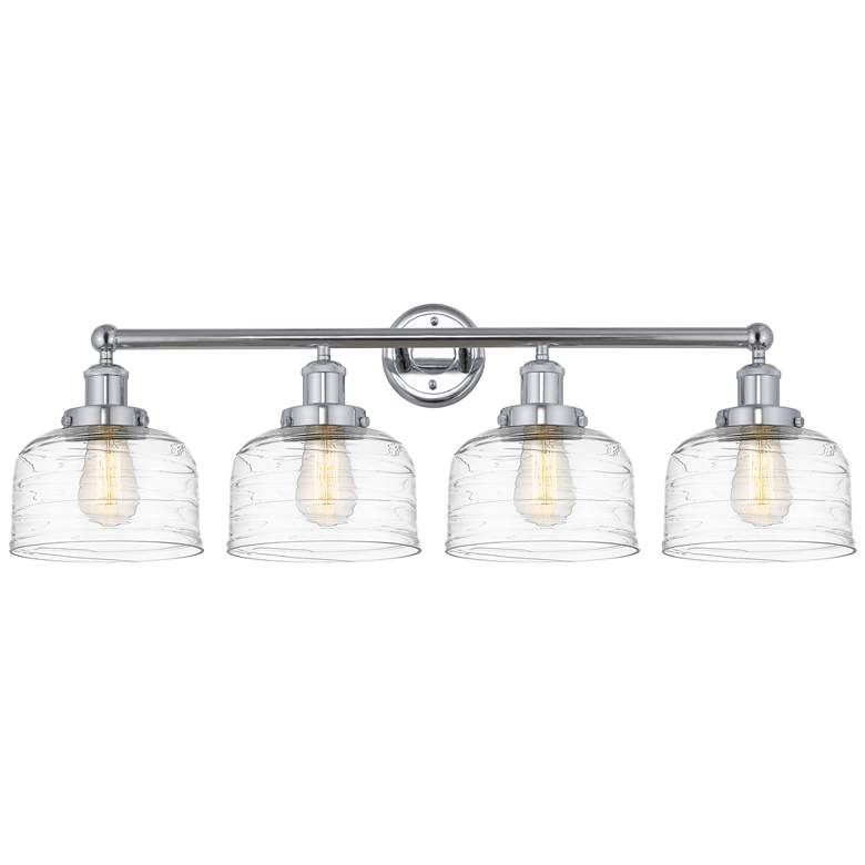 Image 1 Edison Large Bell 34 inch 4-Light Chrome Bath Light w/ Deco Swirl Shade