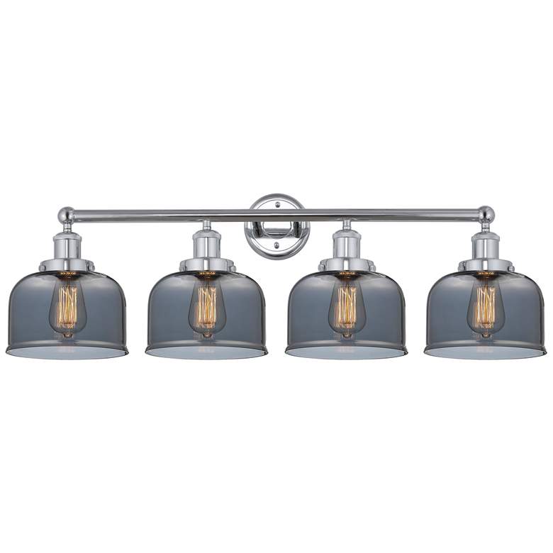 Image 1 Edison Large Bell 34" 4-Light Chrome Bath Light w/ Smoke Shade