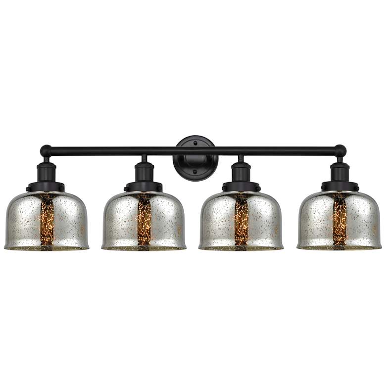 Image 1 Edison Large Bell 34 inch 4-Light Matte Black Bath Light w/ Mercury Shade