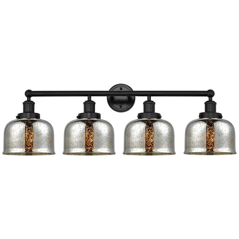 Image 1 Edison Large Bell 34" 4-Light Matte Black Bath Light w/ Mercury Shade