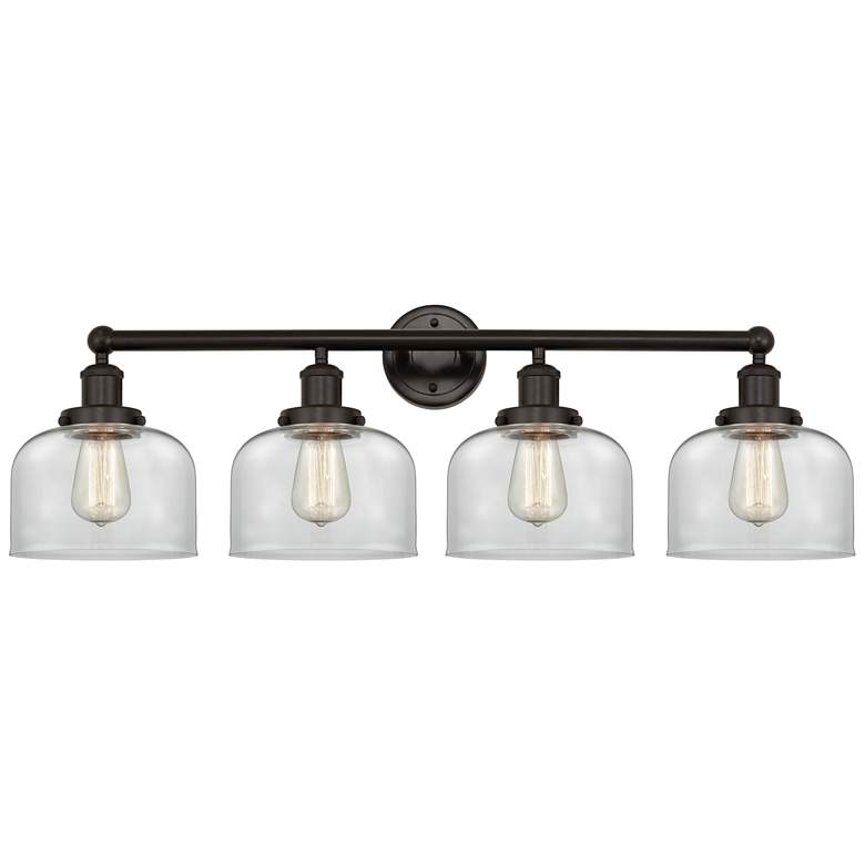 Image 1 Edison Large Bell 34" 4-Light Oil Rubbed Bronze Bath Light w/ Clear Sh