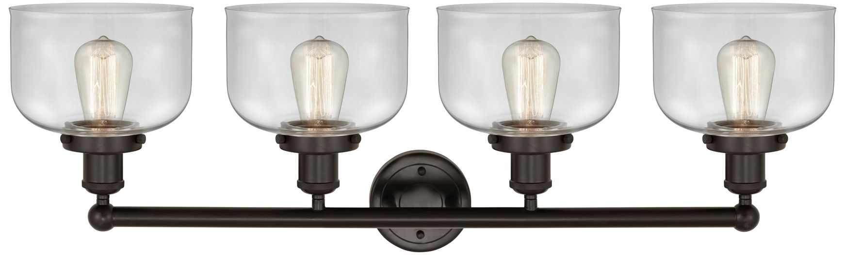 Image 2 Edison Large Bell 34" 4-Light Oil Rubbed Bronze Bath Light w/ Clear Sh more views