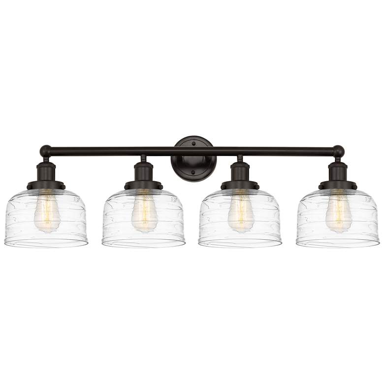 Image 1 Edison Large Bell 34" 4-Light Oil Rubbed Bronze Bath Light w/ Deco Sha