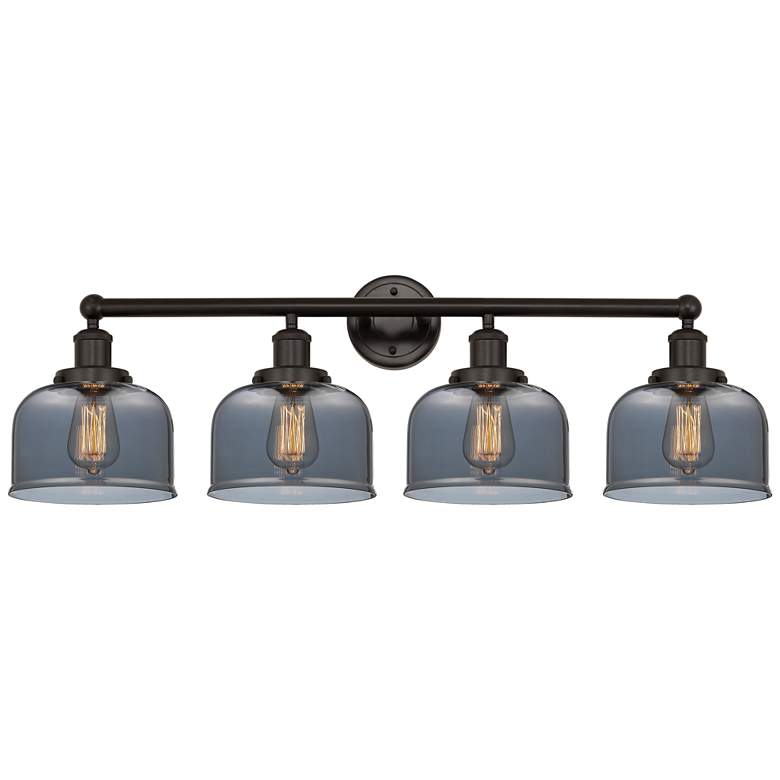 Image 1 Edison Large Bell 34" 4-Light Oil Rubbed Bronze Bath Light w/ Smoke Sh
