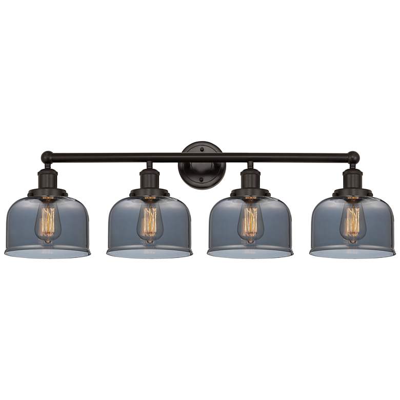 Image 1 Edison Large Bell 34 inch 4-Light Oil Rubbed Bronze Bath Light w/ Smoke Sh