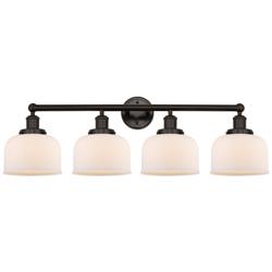 Edison Large Bell 34" 4-Light Oil Rubbed Bronze Bath Light w/ White Sh