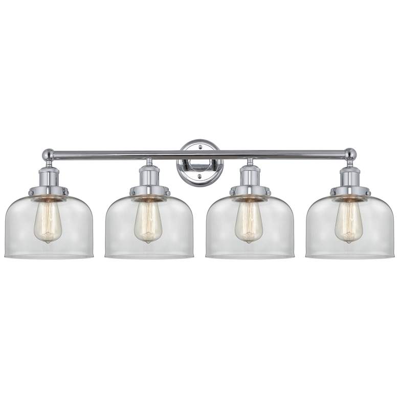 Image 1 Edison Large Bell 34" 4-Light Polished Chrome Bath Light w/ Clear Shad