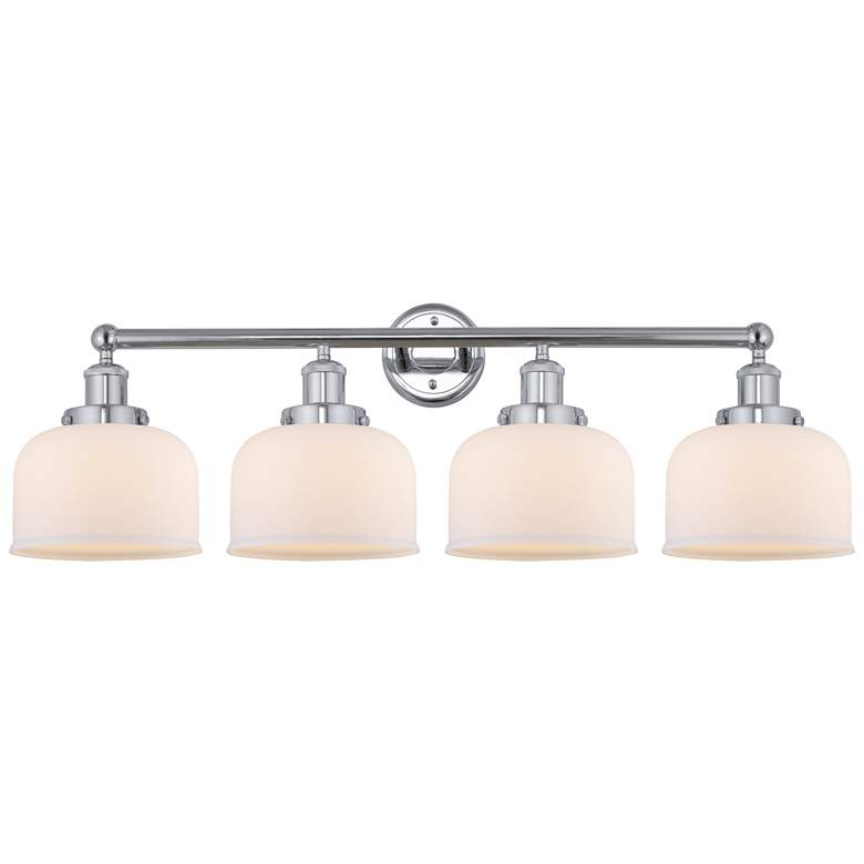 Image 1 Edison Large Bell 34" 4-Light Polished Chrome Bath Light w/ White Shad