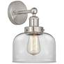 Edison Large Bell 7" Brushed Satin Nickel Sconce w/ Clear Shade