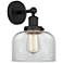 Edison Large Bell 7" Matte Black Sconce w/ Clear Shade
