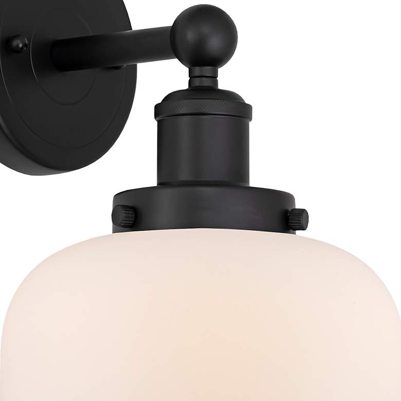 Image 2 Edison Large Bell 7" Matte Black Sconce w/ Matte White Shade more views