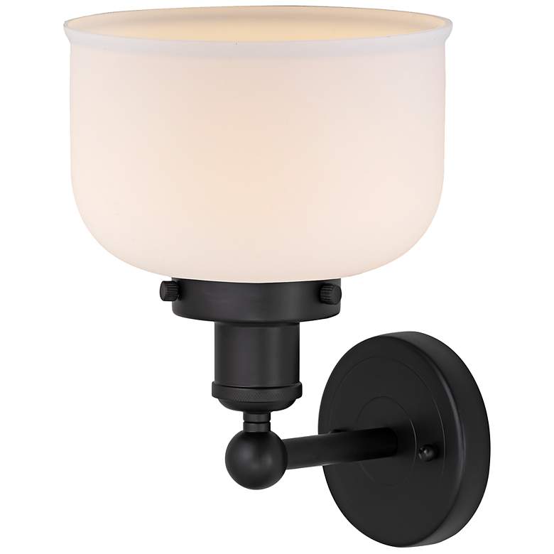 Image 3 Edison Large Bell 7" Matte Black Sconce w/ Matte White Shade more views