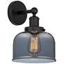 Edison Large Bell 7" Matte Black Sconce w/ Plated Smoke Shade