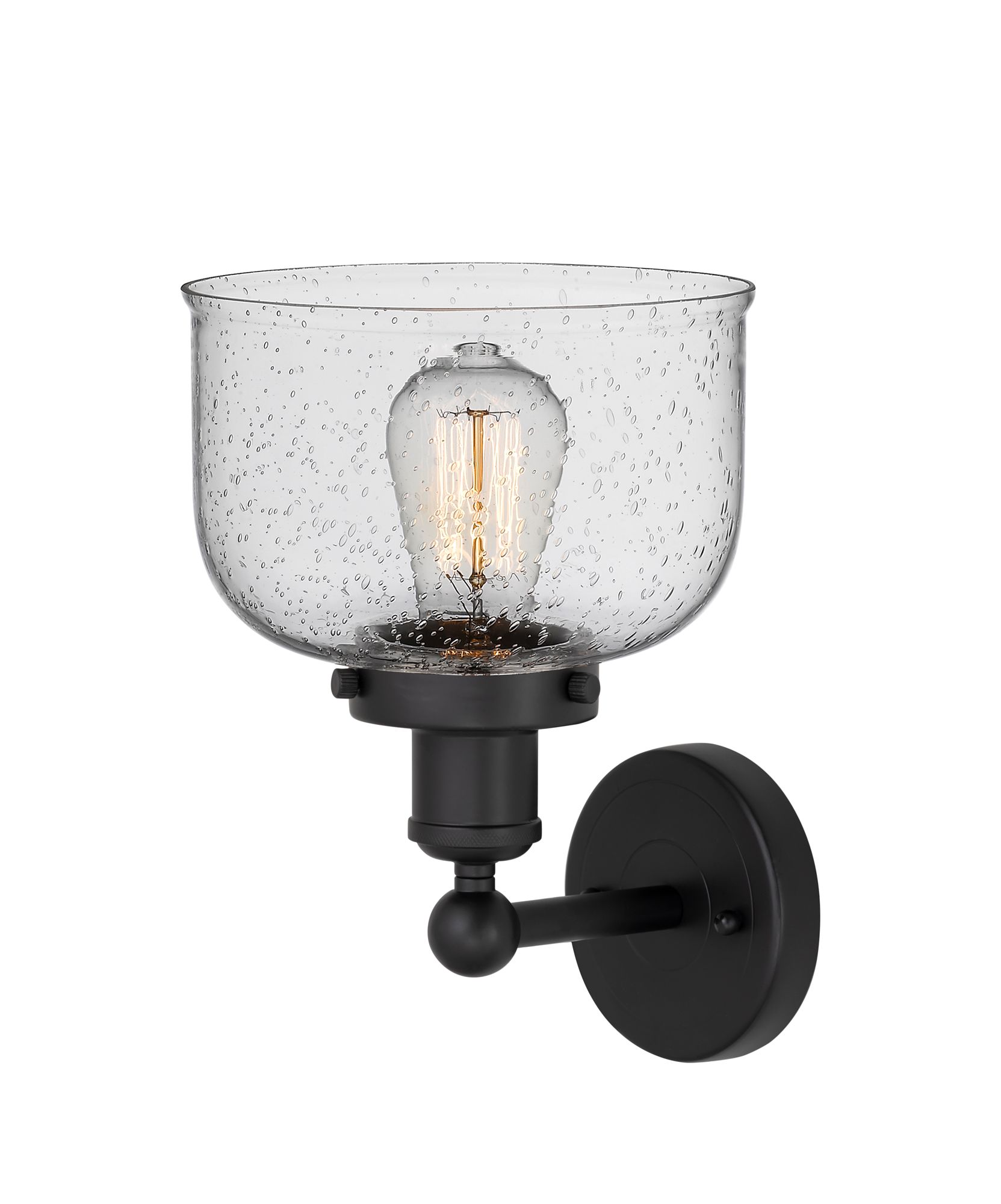 Image 2 Edison Large Bell 7" Matte Black Sconce w/ Smoked Shade more views