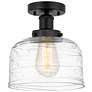 Edison Large Bell 7" Matte Black Semi Flush Mount w/ Deco Swirl Shade
