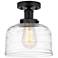Edison Large Bell 7" Matte Black Semi Flush Mount w/ Deco Swirl Shade