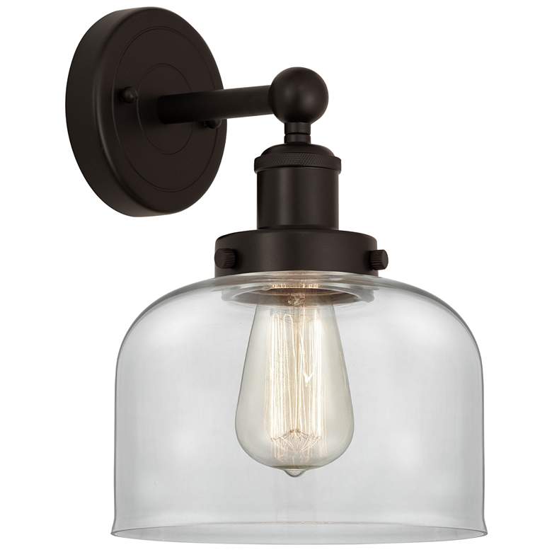 Image 1 Edison Large Bell 7" Oil Rubbed Bronze Sconce w/ Clear Shade