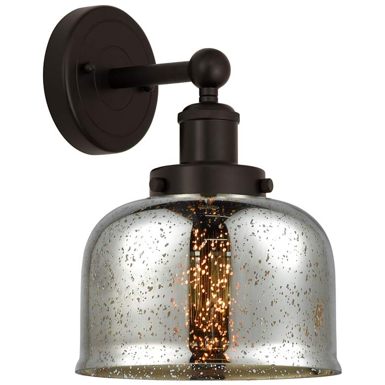 Image 1 Edison Large Bell 7" Oil Rubbed Bronze Sconce w/ Mercury Shade