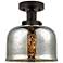 Edison Large Bell 7" Oil Rubbed Bronze Semi Flush Mount w/ Mercury Sha