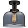 Edison Large Bell 7" Oil Rubbed Bronze Semi Flush Mount w/ Smoke Shade