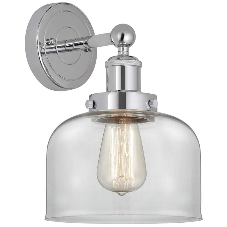 Image 1 Edison Large Bell 7 inch Polished Chrome Sconce w/ Clear Shade