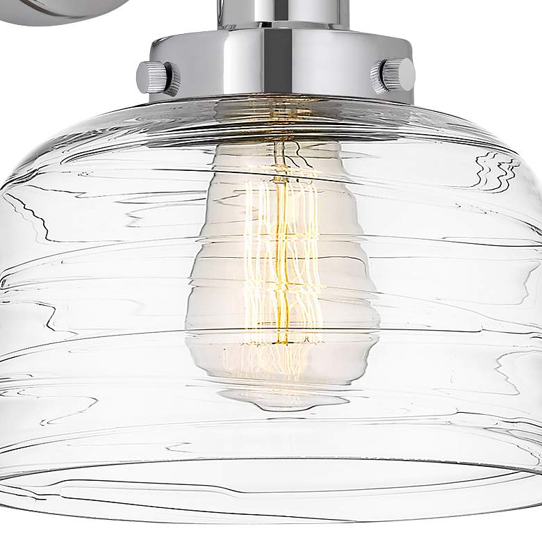 Image 2 Edison Large Bell 7" Polished Chrome Sconce w/ Deco Swirl Shade more views