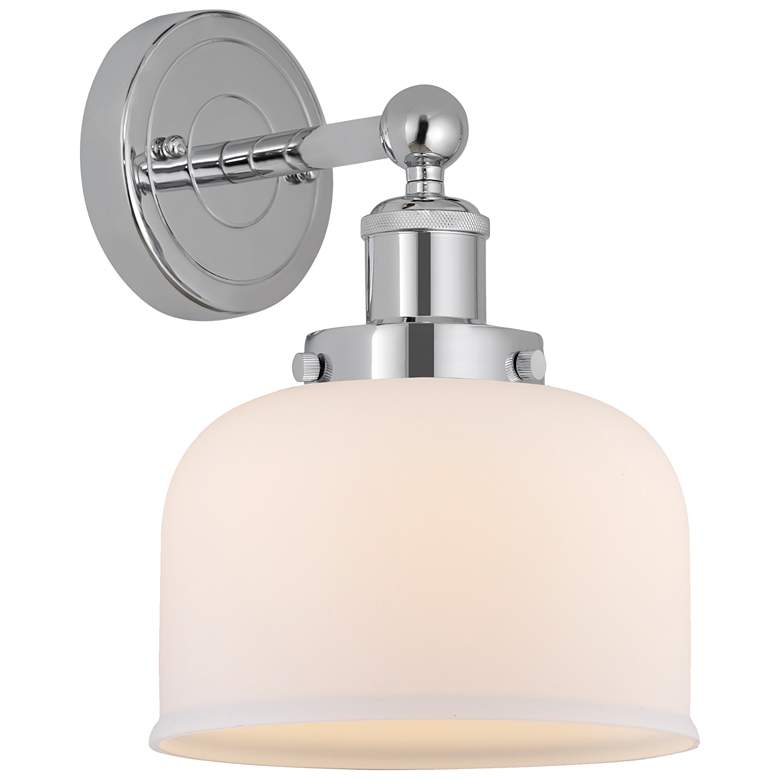 Image 1 Edison Large Bell 7" Polished Chrome Sconce w/ Matte White Shade