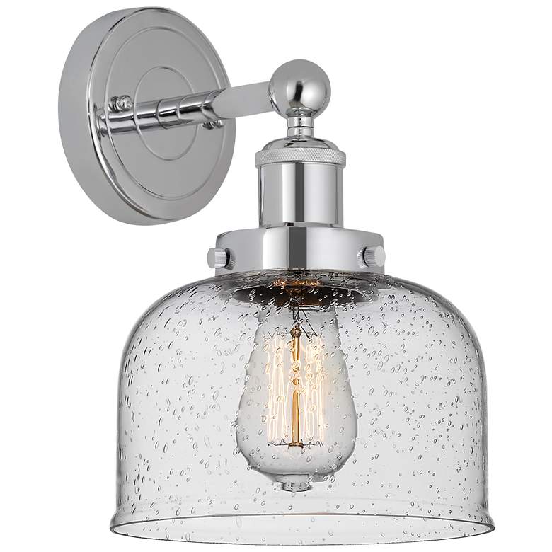 Image 1 Edison Large Bell 7" Polished Chrome Sconce w/ Smoked Shade