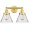 Edison Large Cone 15.5"W 2 Light Satin Gold Bath Light With Seedy Shad
